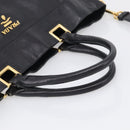 PRADA Hand Bag Vittero Dino Leather 2way Black Gold Auth 210036A-7