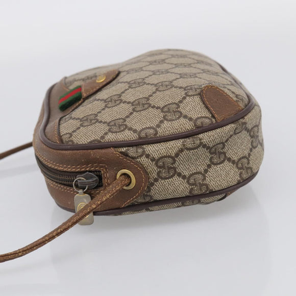 GUCCI GG Supreme Web Sherry Line Bag PVC Beige Gold 89 02 066 Auth 210037