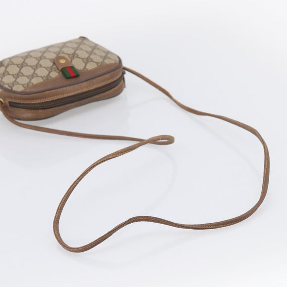 GUCCI GG Supreme Web Sherry Line Bag PVC Beige Gold 89 02 066 Auth 210037