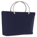 CHANEL Hand Bag Cotton jersey Navy Silver CC Auth 210038-1