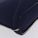 CHANEL Hand Bag Cotton jersey Navy Silver CC Auth 210038-10