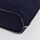 CHANEL Hand Bag Cotton jersey Navy Silver CC Auth 210038-11