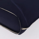 CHANEL Hand Bag Cotton jersey Navy Silver CC Auth 210038-13