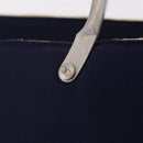 CHANEL Hand Bag Cotton jersey Navy Silver CC Auth 210038-14