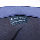 CHANEL Hand Bag Cotton jersey Navy Silver CC Auth 210038-15