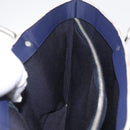 CHANEL Hand Bag Cotton jersey Navy Silver CC Auth 210038-17