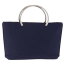 CHANEL Hand Bag Cotton jersey Navy Silver CC Auth 210038-2