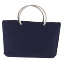 CHANEL Hand Bag Cotton jersey Navy Silver CC Auth 210038-3