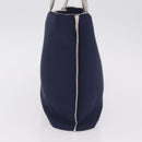 CHANEL Hand Bag Cotton jersey Navy Silver CC Auth 210038-4