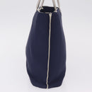 CHANEL Hand Bag Cotton jersey Navy Silver CC Auth 210038-5