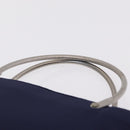 CHANEL Hand Bag Cotton jersey Navy Silver CC Auth 210038-8