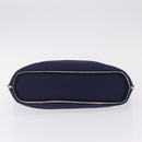 CHANEL Hand Bag Cotton jersey Navy Silver CC Auth 210038-9