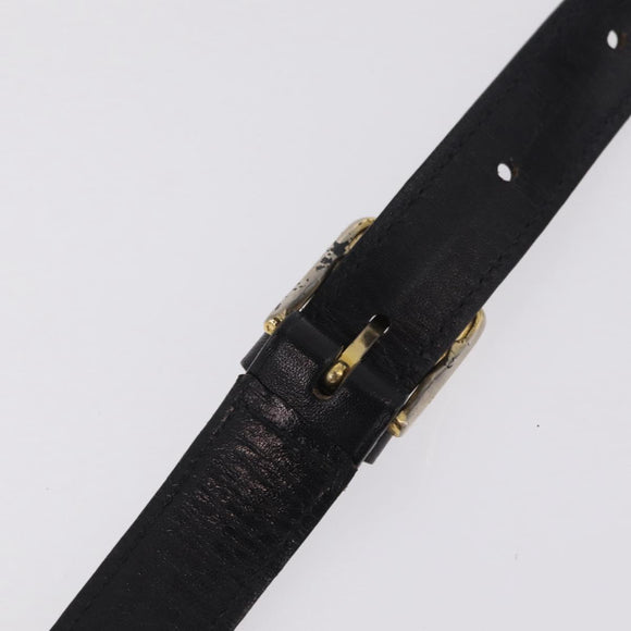 CELINE Shoulder Bag Leather Black Gold Auth 210039