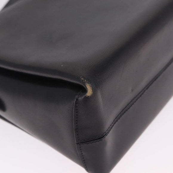 CELINE Shoulder Bag Leather Black Gold Auth 210039