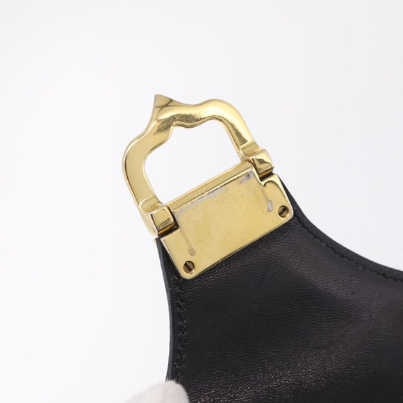 CELINE Shoulder Bag Leather Black Gold Auth 210039