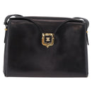 CELINE Shoulder Bag Leather Black Gold Auth 210039-3