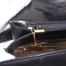 CELINE Shoulder Bag Leather Black Gold Auth 210039-30