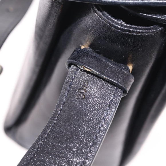 CELINE Shoulder Bag Leather Black Gold Auth 210039
