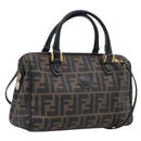 FENDI Zucca Canvas Hand Bag PVC 2way Black Brown Auth 210043-1