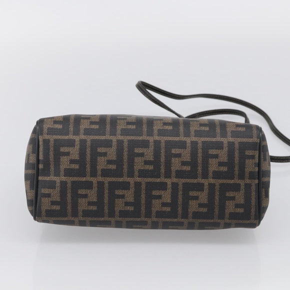 FENDI Zucca Canvas Hand Bag PVC 2way Black Brown Auth 210043