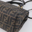 FENDI Zucca Canvas Hand Bag PVC 2way Black Brown Auth 210043-12