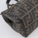 FENDI Zucca Canvas Hand Bag PVC 2way Black Brown Auth 210043-15