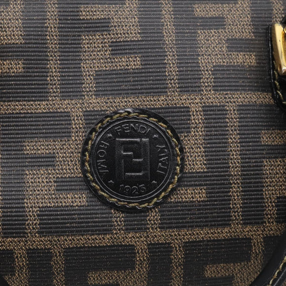 FENDI Zucca Canvas Hand Bag PVC 2way Black Brown Auth 210043