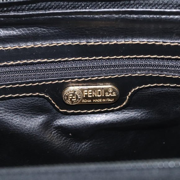 FENDI Zucca Canvas Hand Bag PVC 2way Black Brown Auth 210043