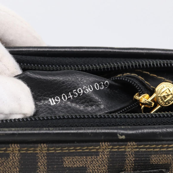 FENDI Zucca Canvas Hand Bag PVC 2way Black Brown Auth 210043
