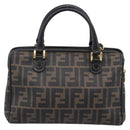 FENDI Zucca Canvas Hand Bag PVC 2way Black Brown Auth 210043-3