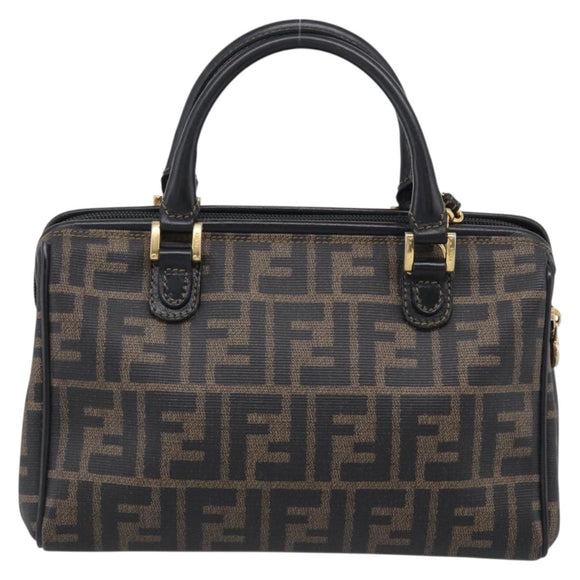 FENDI Zucca Canvas Hand Bag PVC 2way Black Brown Auth 210043