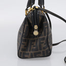 FENDI Zucca Canvas Hand Bag PVC 2way Black Brown Auth 210043-4