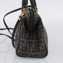 FENDI Zucca Canvas Hand Bag PVC 2way Black Brown Auth 210043-5