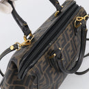 FENDI Zucca Canvas Hand Bag PVC 2way Black Brown Auth 210043-6