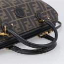 FENDI Zucca Canvas Hand Bag PVC 2way Black Brown Auth 210043-7