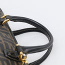 FENDI Zucca Canvas Hand Bag PVC 2way Black Brown Auth 210043-8