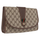 GUCCI GG Supreme Web Sherry Line Bag PVC Beige Gold 156 01 030 Auth 210047-1