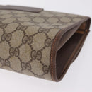 GUCCI GG Supreme Web Sherry Line Bag PVC Beige Gold 156 01 030 Auth 210047-11