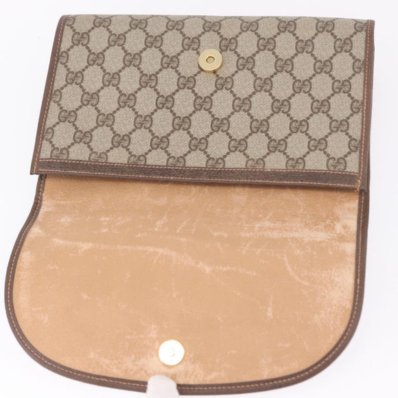 GUCCI GG Supreme Web Sherry Line Bag PVC Beige Gold 156 01 030 Auth 210047
