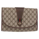 GUCCI GG Supreme Web Sherry Line Bag PVC Beige Gold 156 01 030 Auth 210047-2