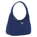 PRADA Hand Pouch Hand Bag Nylon Blue Silver Auth 210051A-1