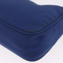 PRADA Hand Pouch Hand Bag Nylon Blue Silver Auth 210051A-15