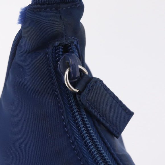 PRADA Hand Pouch Hand Bag Nylon Blue Silver Auth 210051A