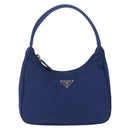 PRADA Hand Pouch Hand Bag Nylon Blue Silver Auth 210051A-2