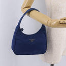 PRADA Hand Pouch Hand Bag Nylon Blue Silver Auth 210051A-23