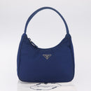 PRADA Hand Pouch Hand Bag Nylon Blue Silver Auth 210051A-24