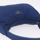 PRADA Hand Pouch Hand Bag Nylon Blue Silver Auth 210051A-6