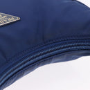 PRADA Hand Pouch Hand Bag Nylon Blue Silver Auth 210051A-7