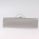 Salvatore Ferragamo Gancini Chain Shoulder Bag Satin Gray Silver Auth 210053A-11