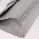 Salvatore Ferragamo Gancini Chain Shoulder Bag Satin Gray Silver Auth 210053A-12